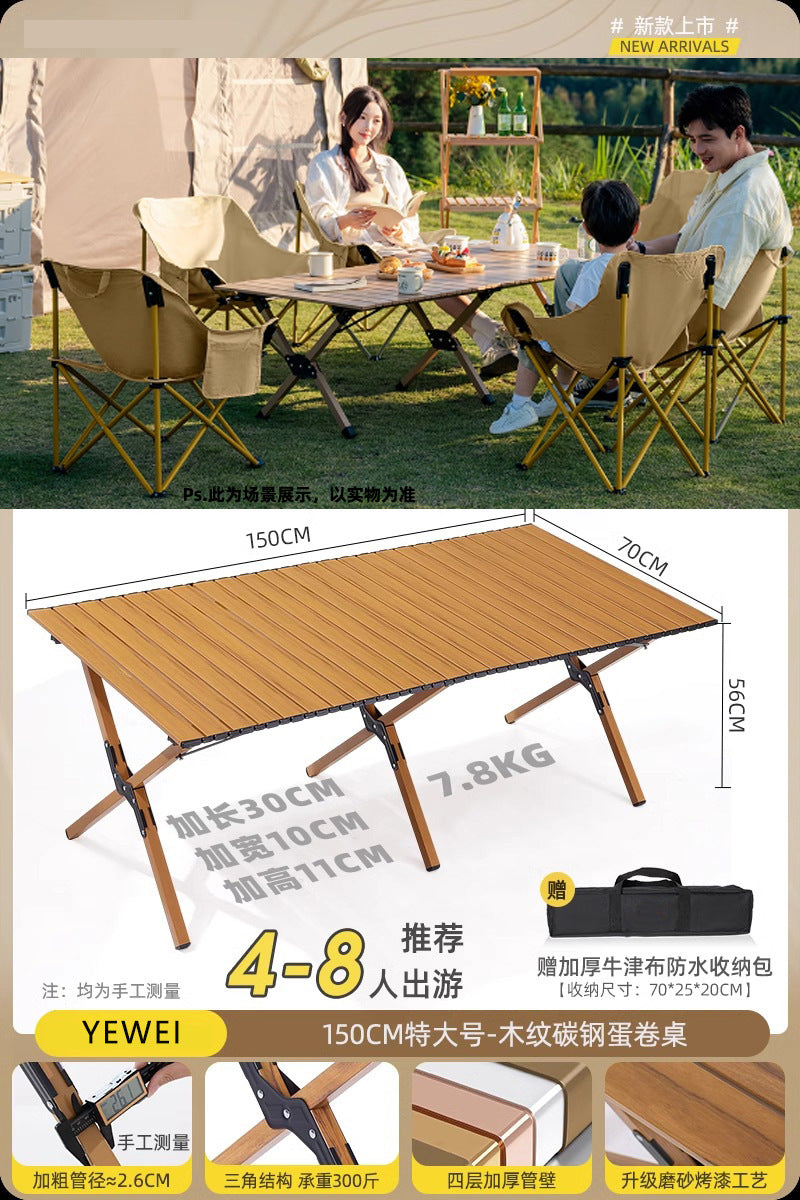 All-in-One Outdoor Picnic Folding Table & Moon Chair Set - Complete Camping Gear