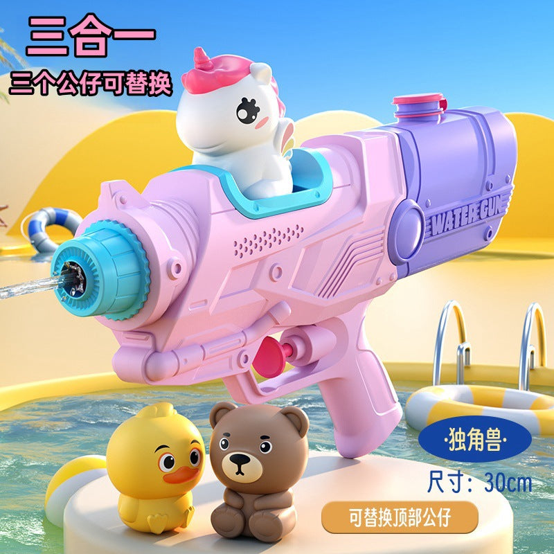 Double Nozzle Pull-Out Water Gun Toy - Cartoon Style Outdoor Water Play Kit