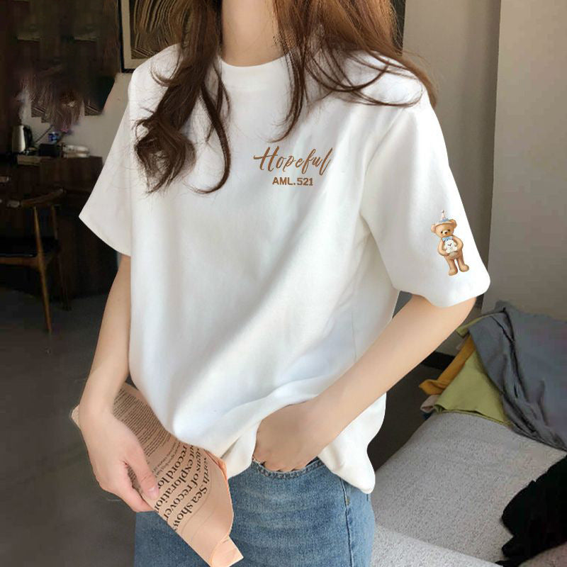 Women's Minimalist Apricot Cotton Short-Sleeve T-Shirt - Premium Soft Crewneck Summer Top