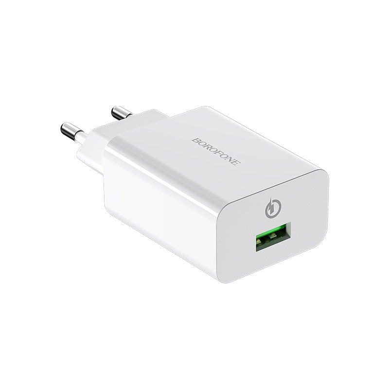 BOROFONE BA21A Single Port QC18W Fast Charger Set - Universal European Spec Cable Kit