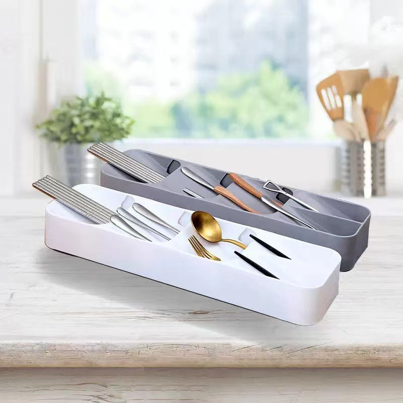 Kitchen Drawer Cutlery Organizer Compartment - Multi-Slot Knife Holder Box