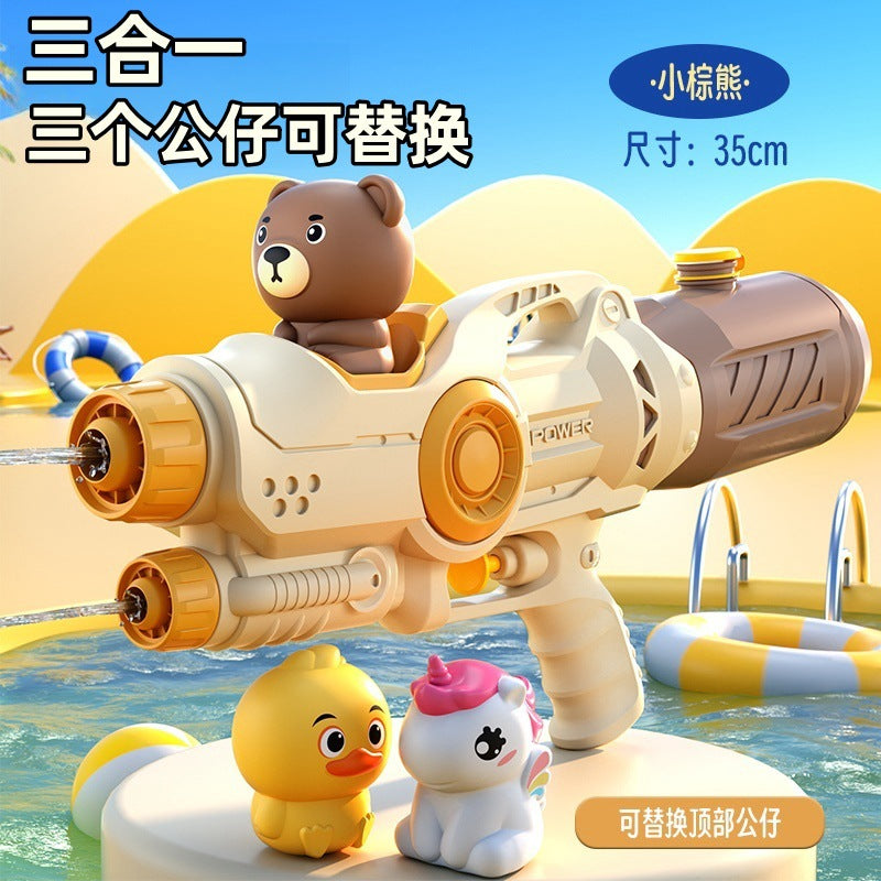 Double Nozzle Pull-Out Water Gun Toy - Cartoon Style Outdoor Water Play Kit
