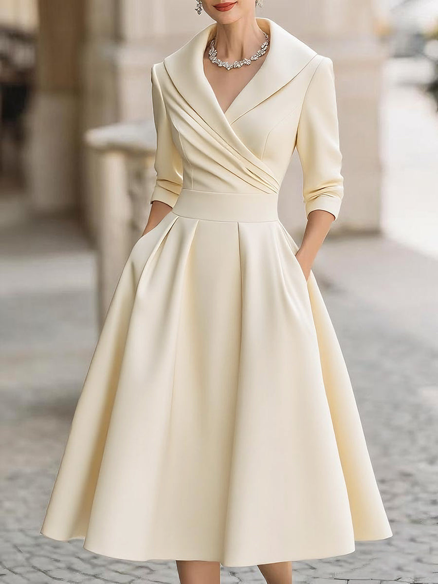 Women's Elegant Long-Sleeve Waist-Defining Formal Dress | XS–4XL