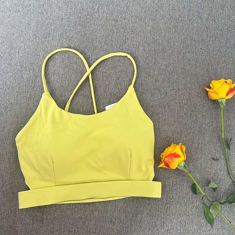 Cross-Back Padded Sports Bra Vest - Quick-Drying Breathable Gym Running Crop Top