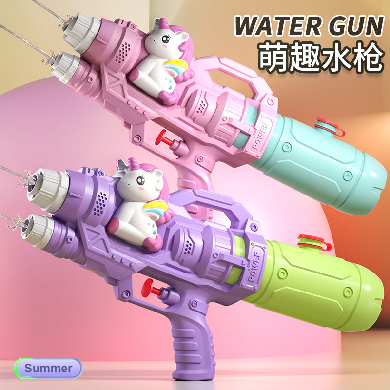 Double Nozzle Pull-Out Water Gun Toy - Cartoon Style Outdoor Water Play Kit