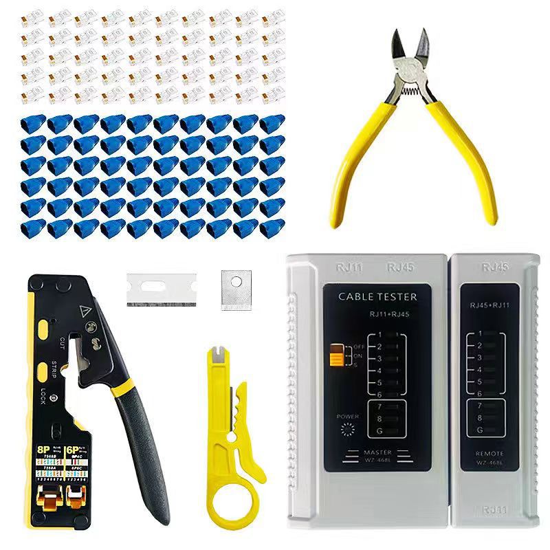 Multifunctional RJ45 Pass-Through Network Cable Crimp Tool Kit