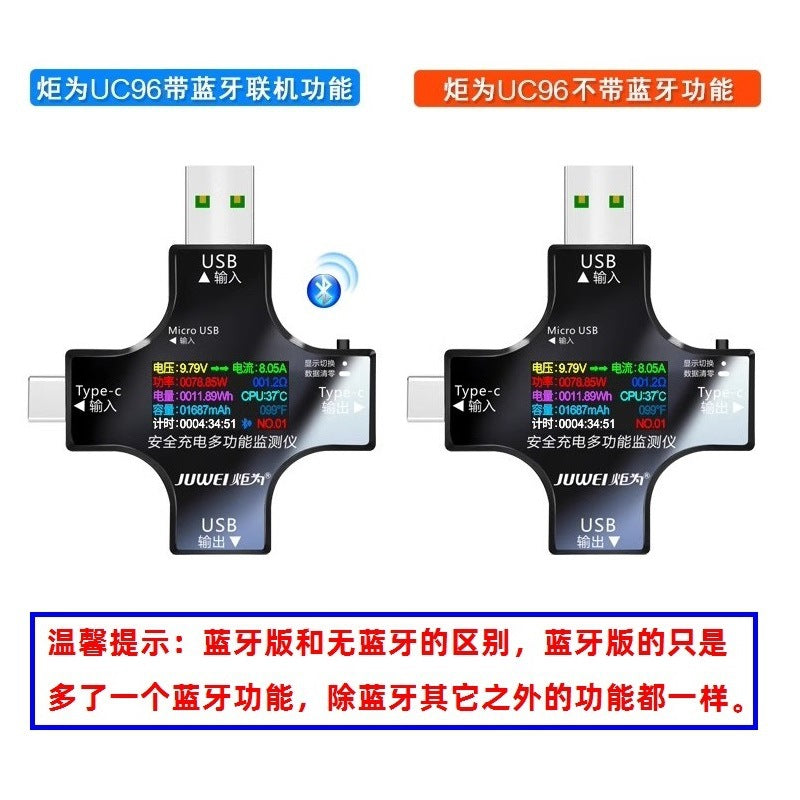 USB Type-C QC/PD Charger Tester – DC Digital Voltage & Current Power Meter (8A, English/Bluetooth)