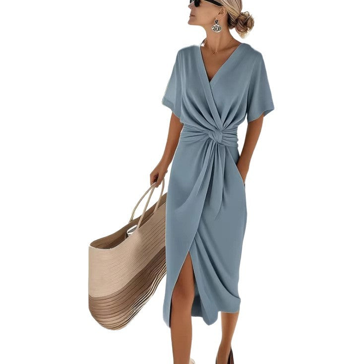 Women's Solid Colour Wrap Dress – Side Slit | S–XXXL