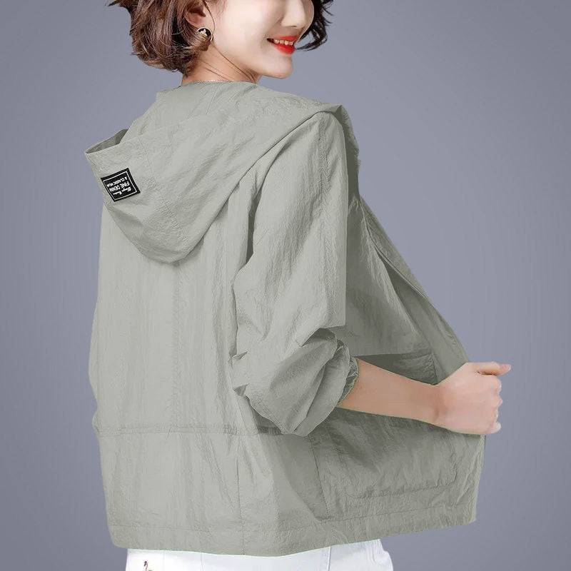 Women's Lightweight Sun Protection Short Coat - UV Protective Breathable Summer Jacket