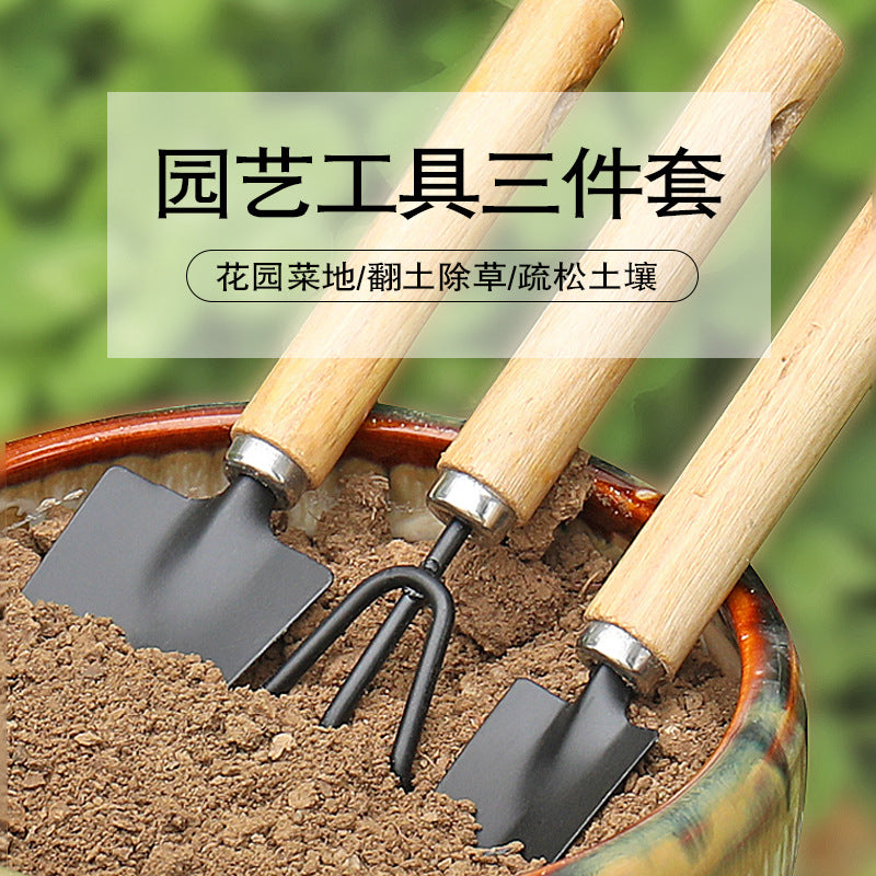 3-Piece Mini Potted Plant Tool Set - Compact Indoor Bonsai Soil Shovel & Trowel Kit