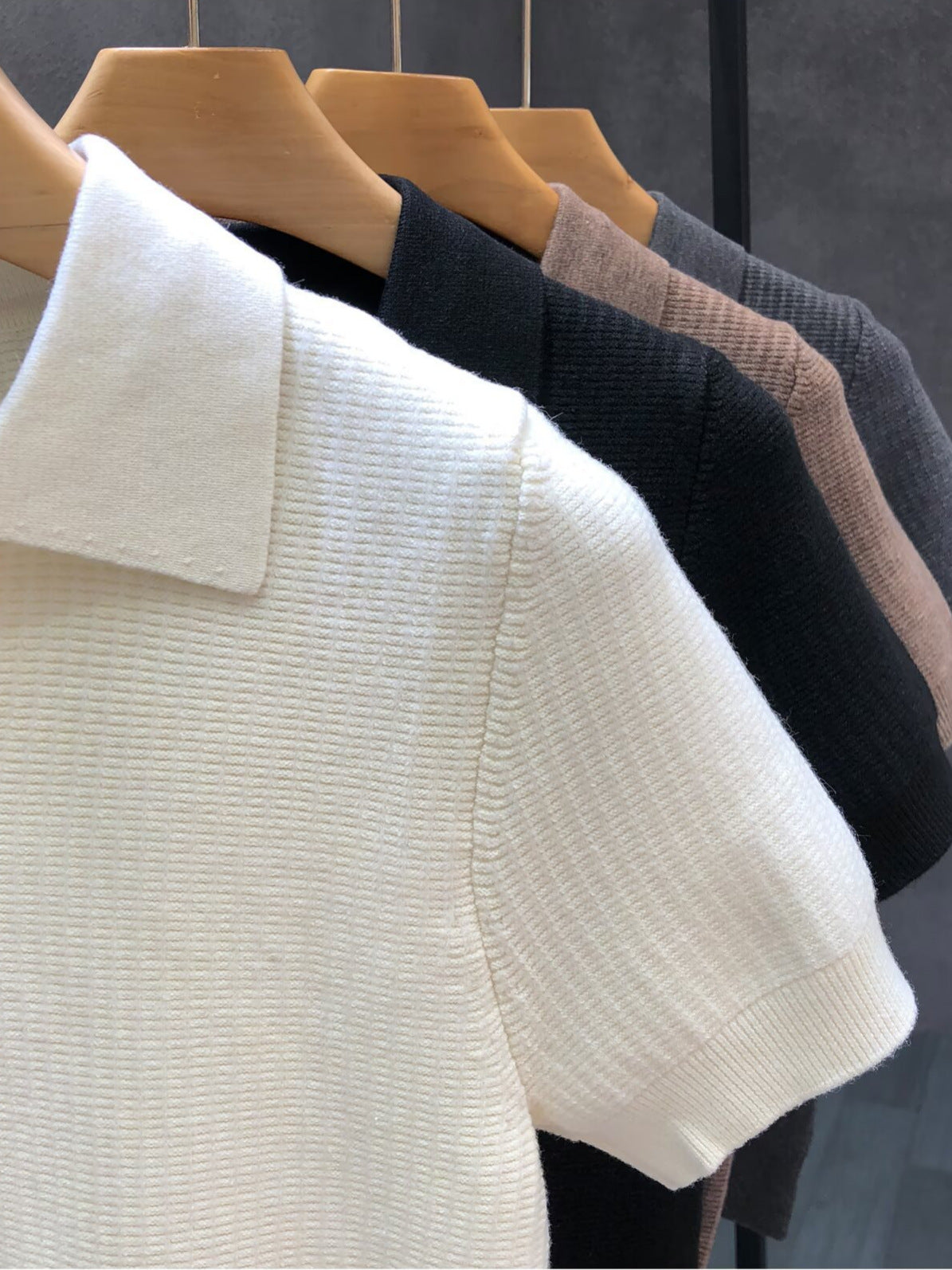 Men's Premium Lightweight Knit Sweater Polo - Slim Fit Half-Sleeve Lapel Top