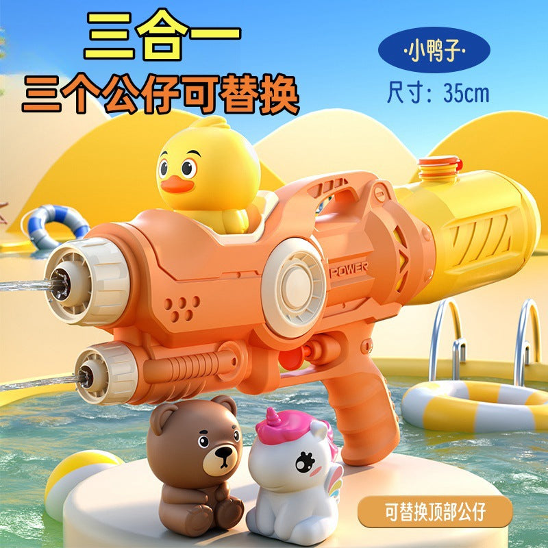 Double Nozzle Pull-Out Water Gun Toy - Cartoon Style Outdoor Water Play Kit