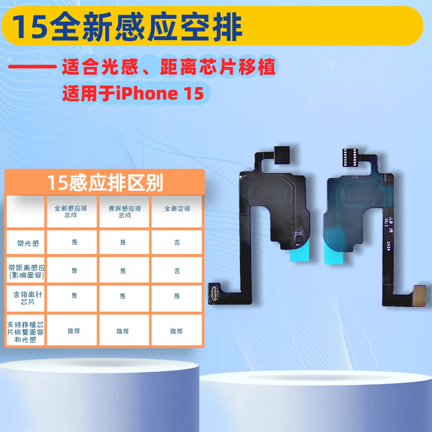 iPhone Earpiece Speaker and Proximity Sensor Flex Cable Replacement for iPhone X to 16 Series