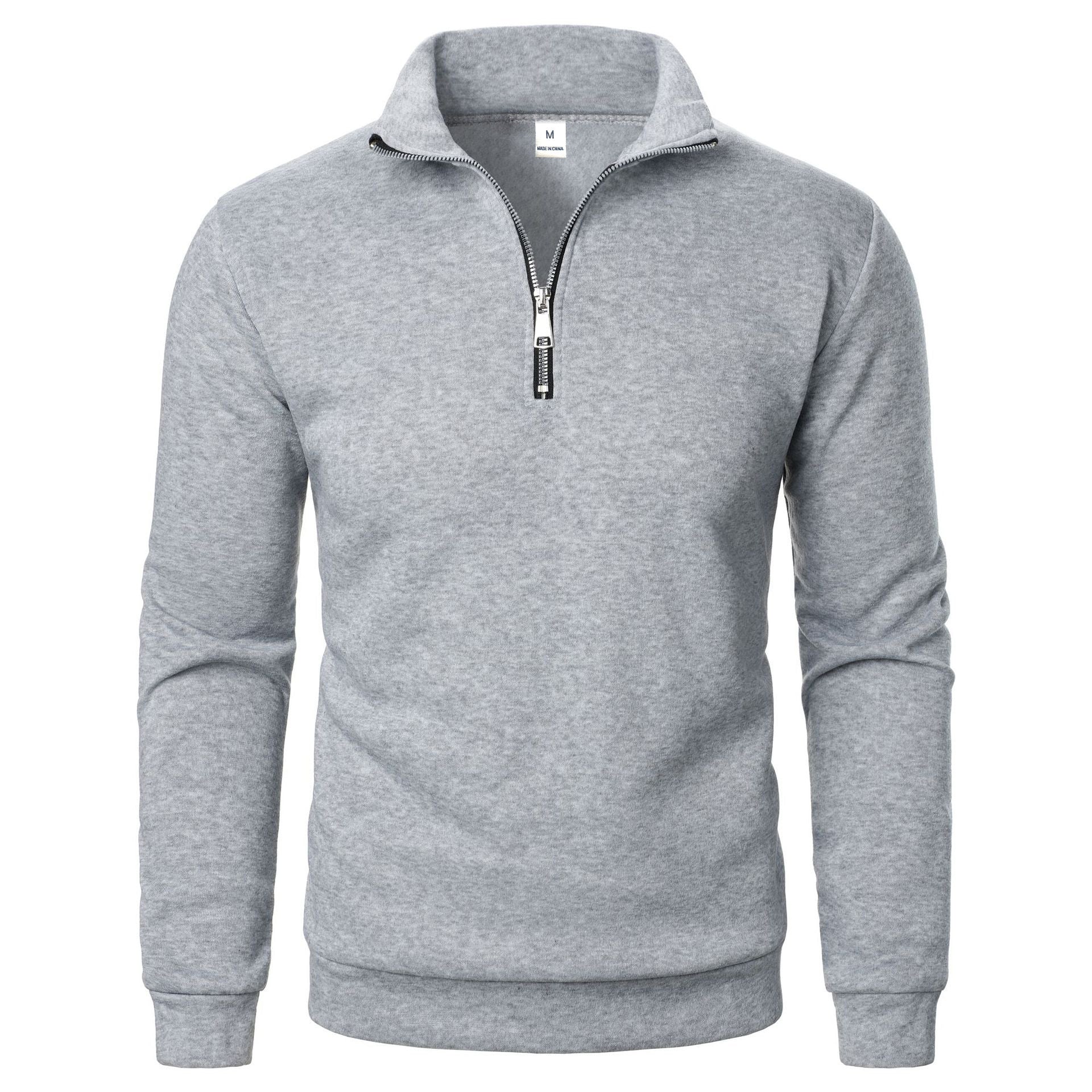 Men's Loose Fit Half-Zip Stand-Collar Pullover Sweatshirt - Casual Plus Size Fleece Hoodie