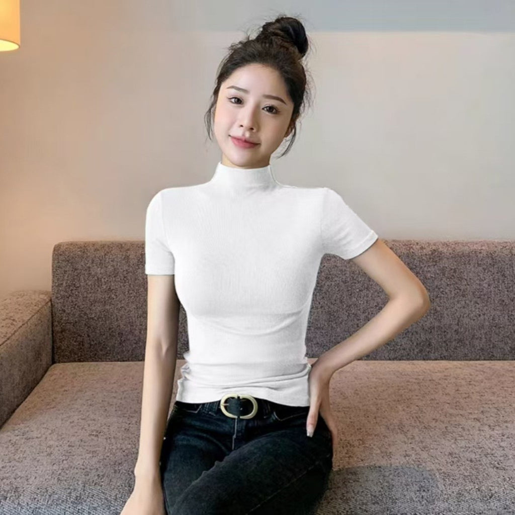 New Encore Women's Half-High Neck Short-Sleeve T-Shirt - Mock Neck Base Layer Top