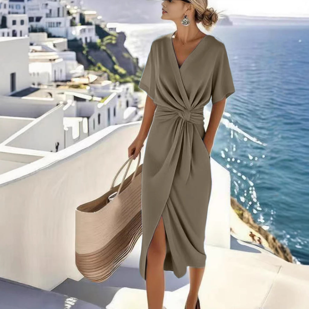 Women's Solid Colour Wrap Dress – Side Slit | S–XXXL