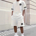 Men's Los Angeles Graphic T-Shirt & Shorts Set - Two-Piece Casual Sportswear Suit