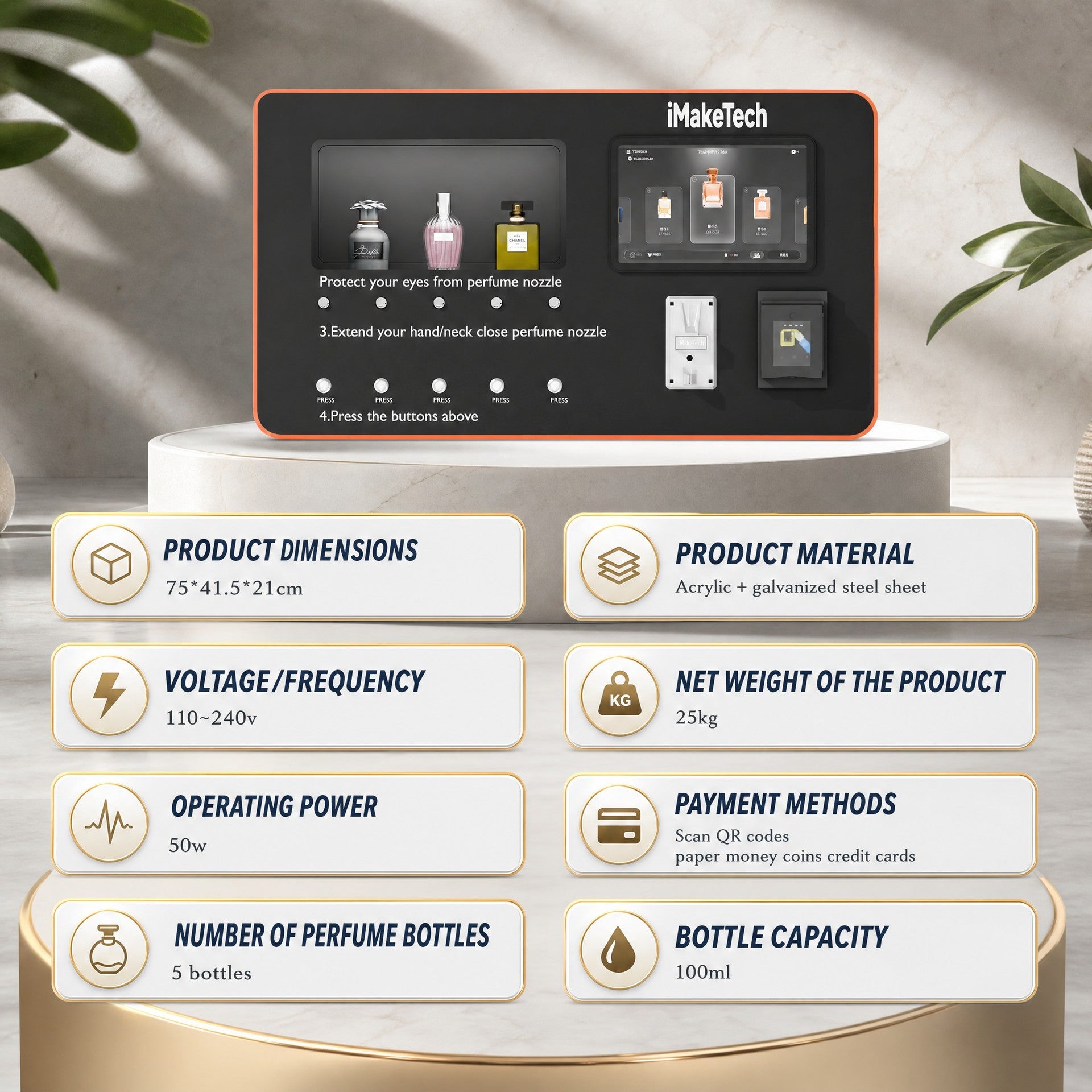 Automatic Perfume Vending Machine for Hotel Lobby with Sleek
