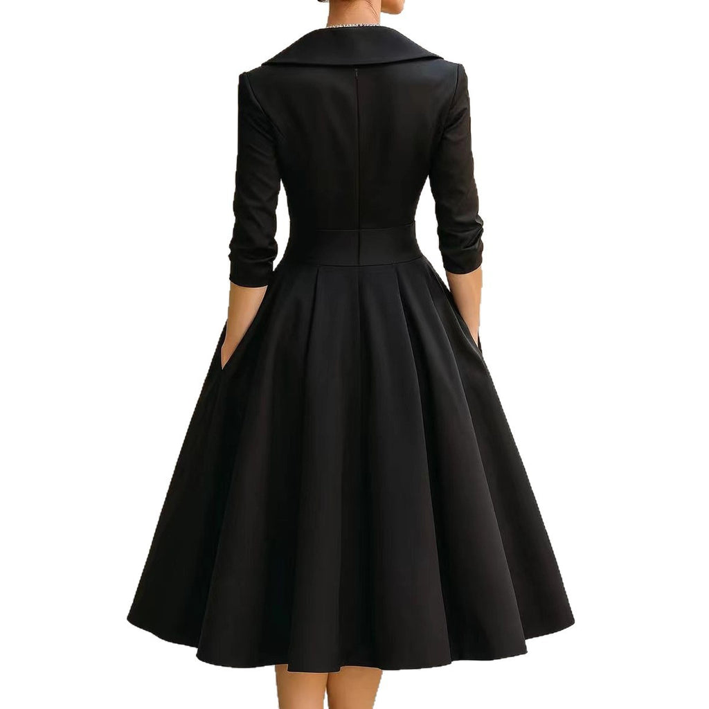 Women's Elegant Long-Sleeve Waist-Defining Formal Dress | XS–4XL