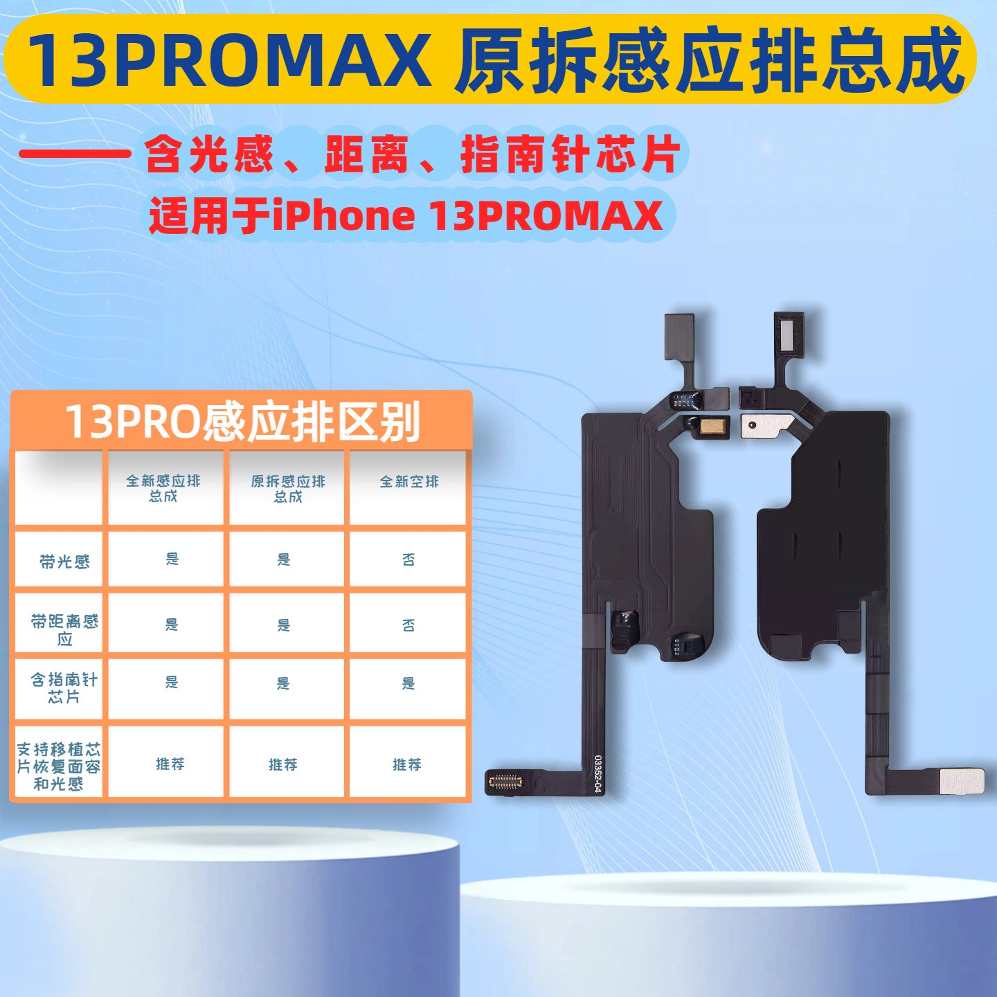 iPhone Earpiece Speaker and Proximity Sensor Flex Cable Replacement for iPhone X to 16 Series