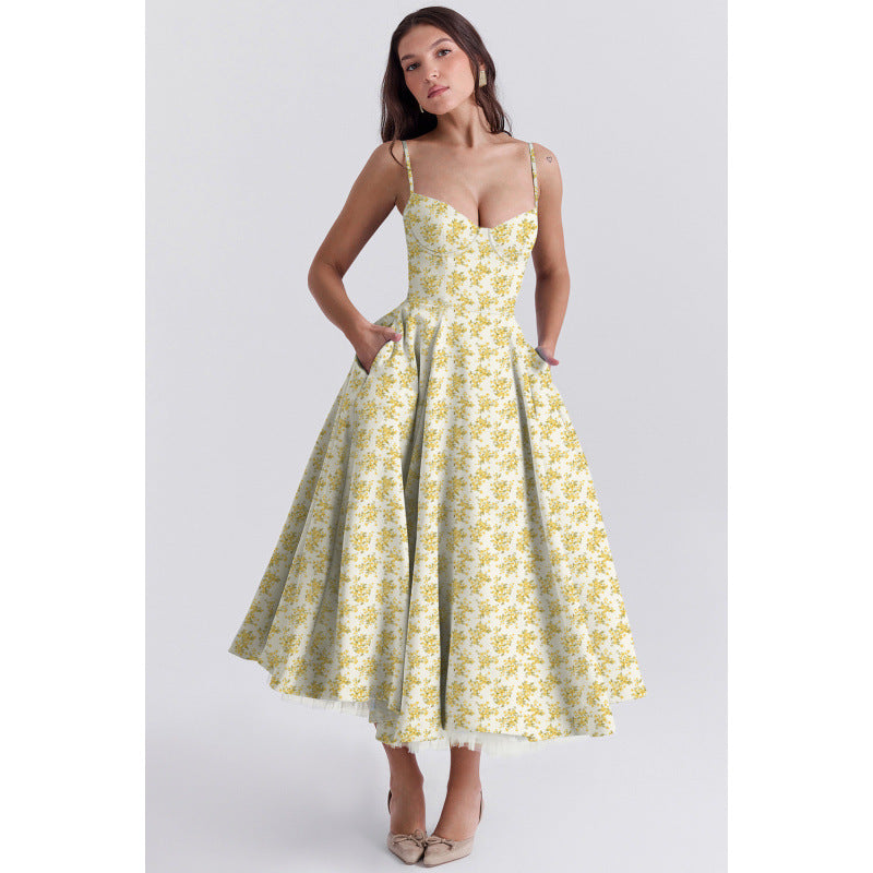 Women's French Mesh Princess Dress – Double-Layer Spaghetti Strap | S–XXL