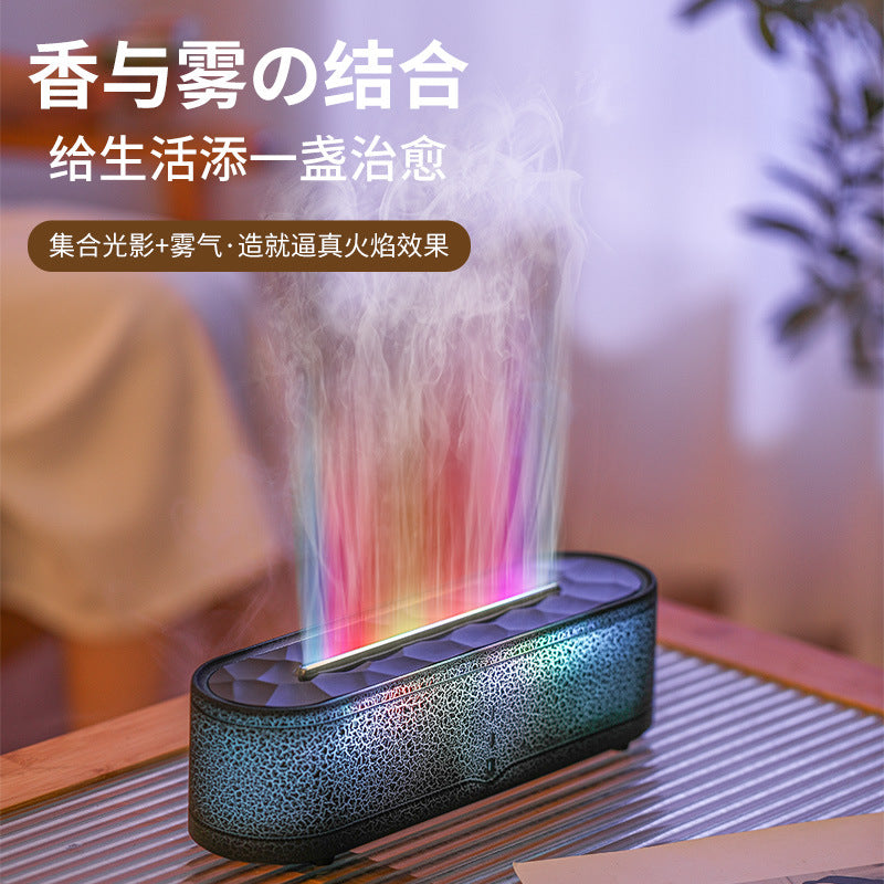 Simulated Flame LED Aroma Diffuser - Desktop Essential Oil Humidifier