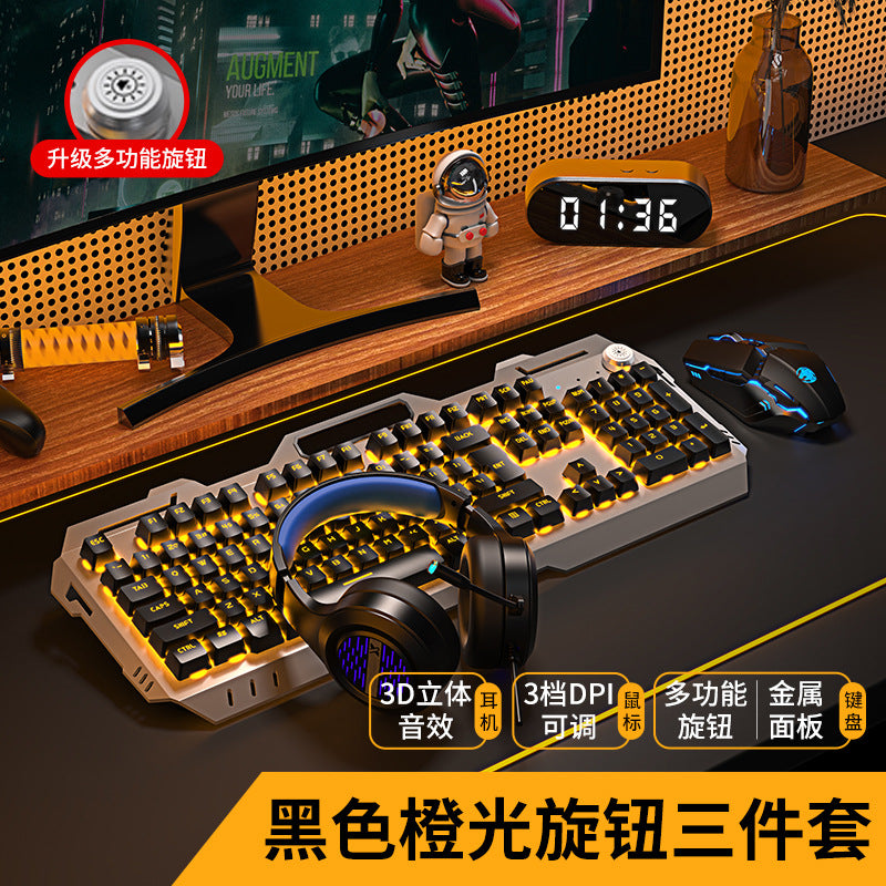 GX80 Tactile Mechanical Feel Keyboard Mouse Headset Combo - Wired E-Sports Gaming Set