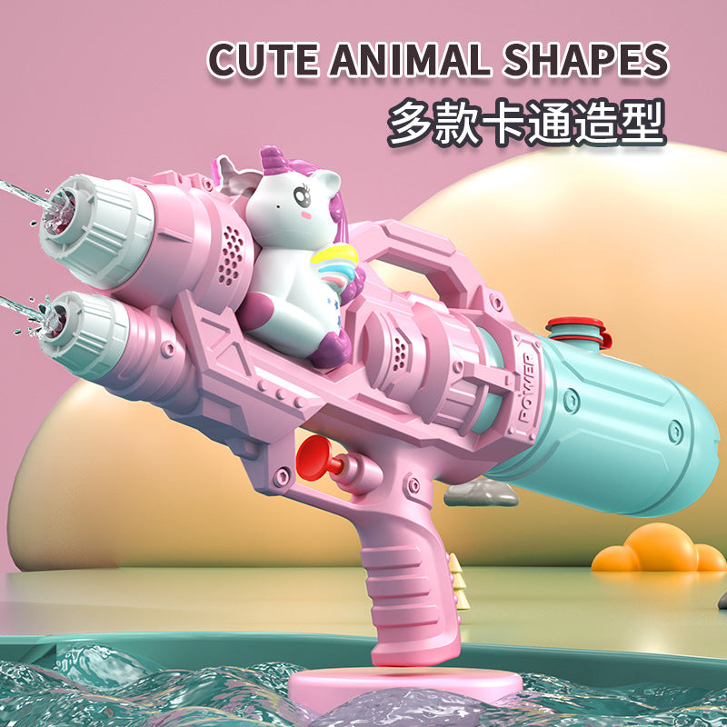 Double Nozzle Pull-Out Water Gun Toy - Cartoon Style Outdoor Water Play Kit