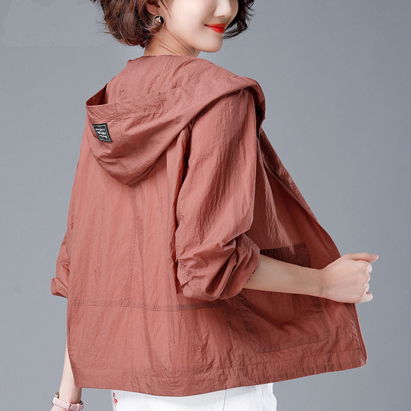 Women's Lightweight Sun Protection Short Coat - UV Protective Breathable Summer Jacket
