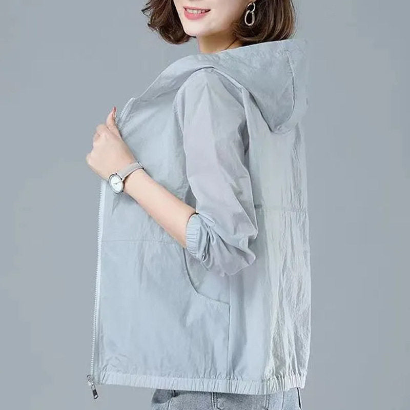 Women's Lightweight Sun Protection Short Coat - UV Protective Breathable Summer Jacket
