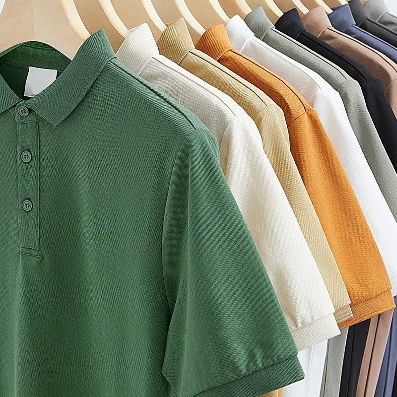 Men's Premium Ice Silk Short-Sleeve Polo Shirt - Breathable Slim Fit Summer Knit