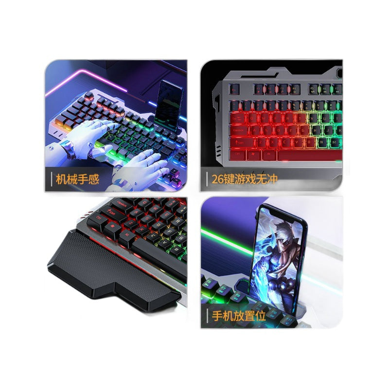 GX80 Tactile Mechanical Feel Keyboard Mouse Headset Combo - Wired E-Sports Gaming Set