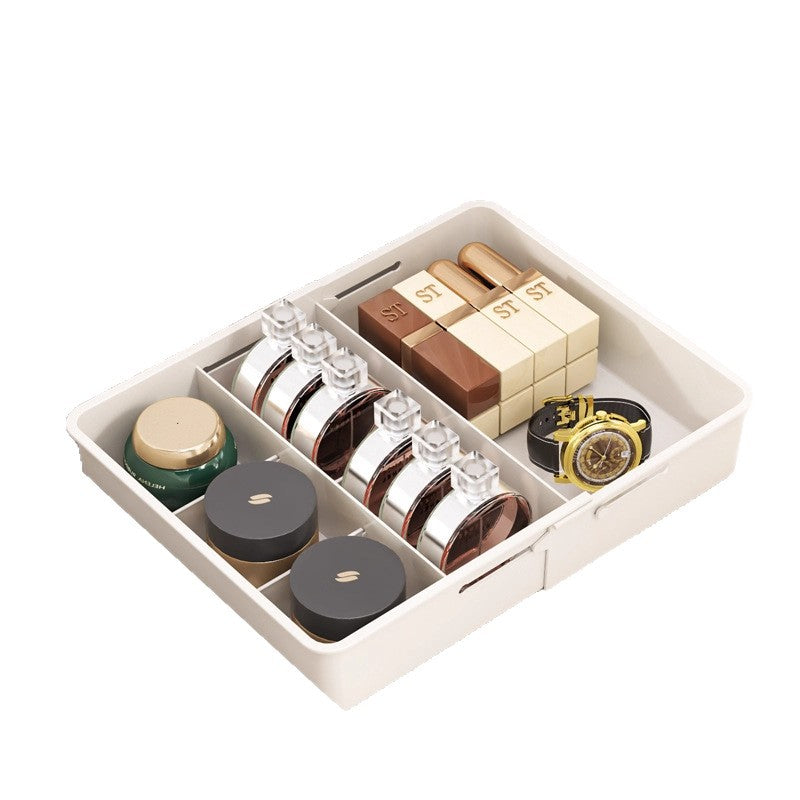 Plastic Desktop Storage Organizer Box - Cosmetic & Snack Compartment Basket