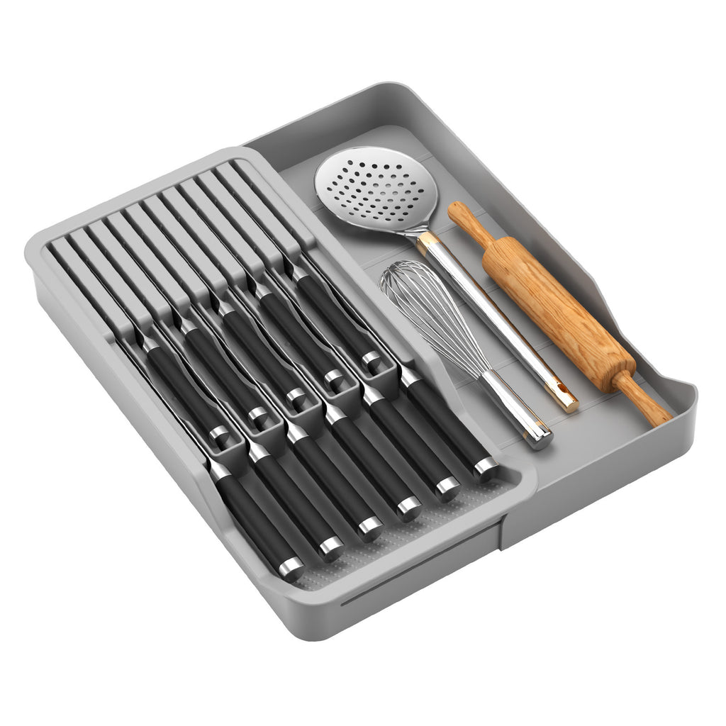 3-in-1 Large Cutlery Drawer Organizer - Kitchen Tableware Storage Box