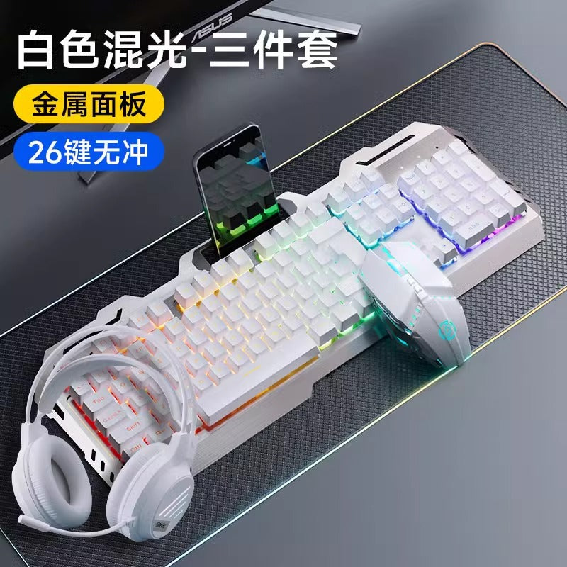 Mechanical Gaming Keyboard Mouse Headset Three-Piece Set - Wired PC E-Sports Combo
