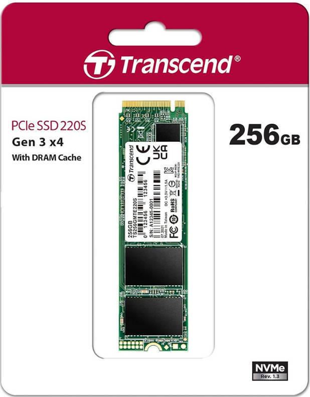 Transcend 220S 256GB NVMe PCIe Gen3x4 M.2 Internal SSD - High-Speed Solid State Drive